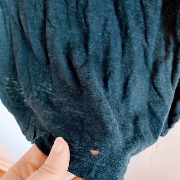 INC Navy blue top XL, has sequin detail at the breast pockets and collar. Wash w - Picture 2 of 5